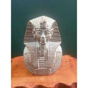 Vintage Egyptian Souvenir Tutankhamun King Tut Stone Bust 3.5"x2.25"x2.25"